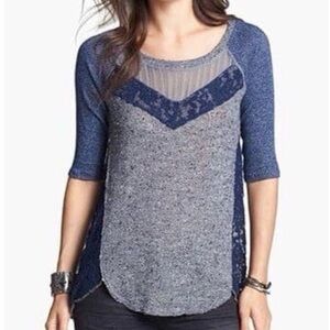 Urban Outfitters Blue and Gray Lace Sweater
